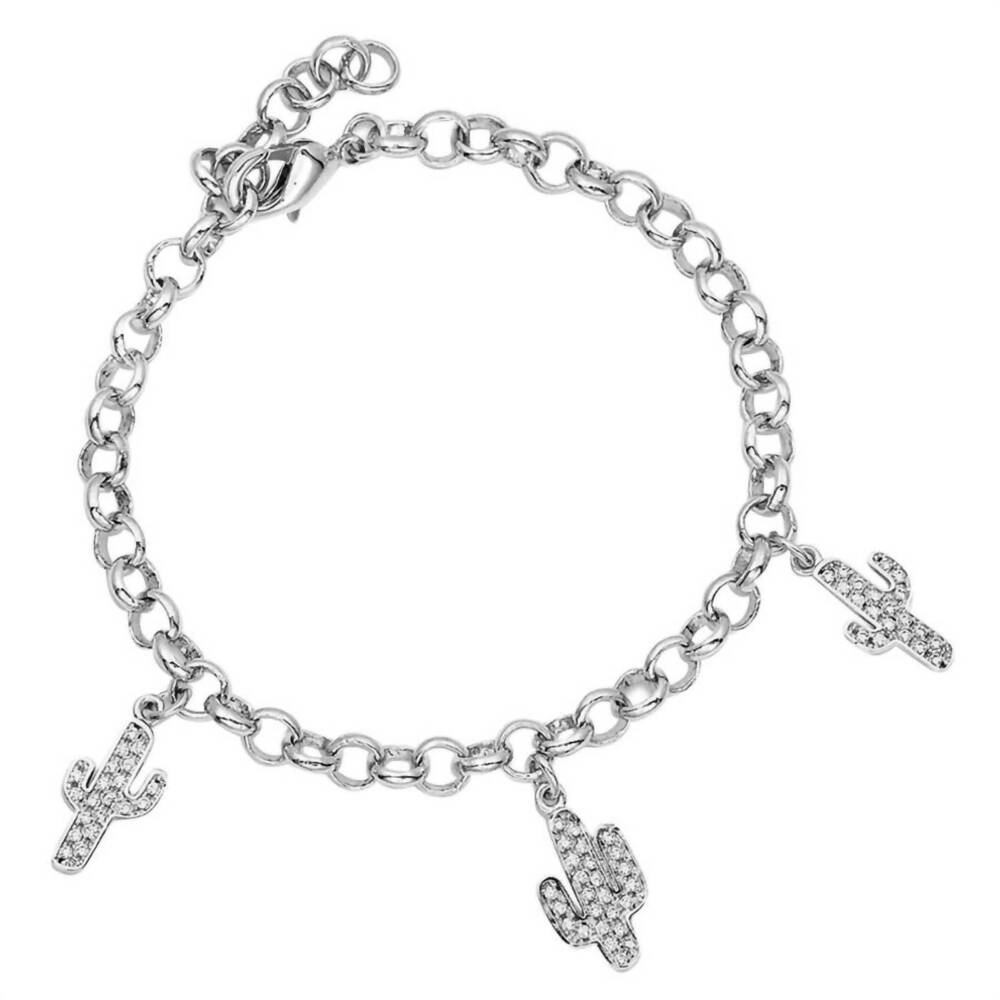 NEW MONTANA SILVERSMITHS women's triple cactus charm bracelet in silver